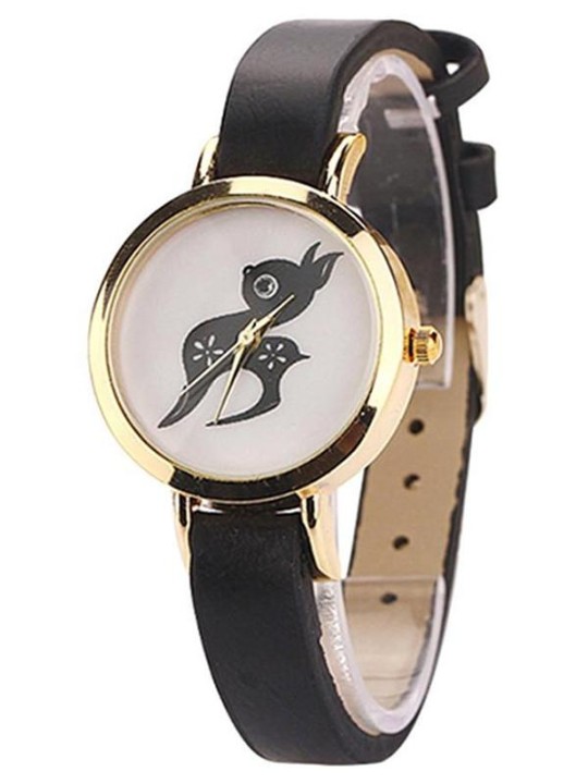 Kvinnamode Casual Fox Skull Print Analog kvarts tunn rem Armbandsur för kvinnor