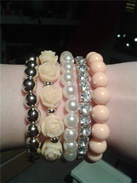 Mix Flor Beads Stretch Pulseira Temperamento Liga Resina Strass Pulseira