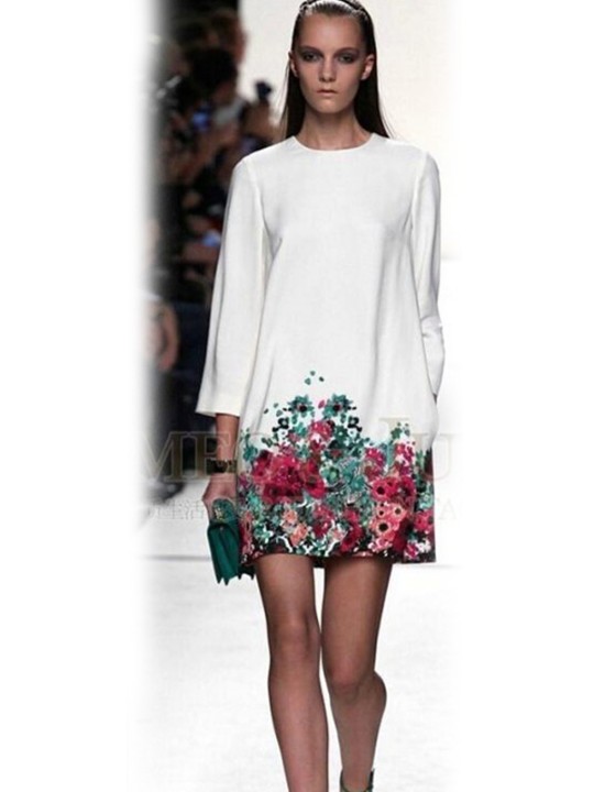 Fashion Show Floral Print Summer Vintage Dress Party Cocktail Dress Women's Vintage Dresses