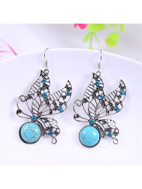 Gamle sølv dejlige hule diamant sommerfugl vedhæng øreringe