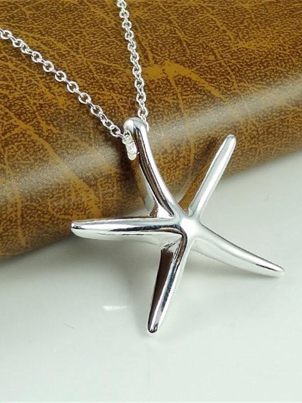 Art und Weise 925 Sterlingsilber überzogene schöne Starfish-hängende Halskette
