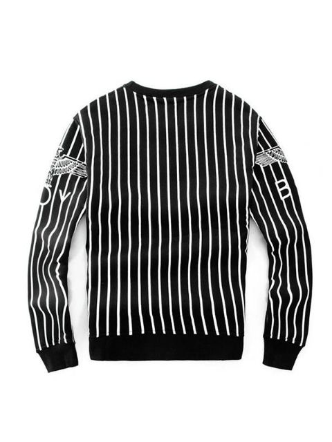 Flott lóðrétt rönd strákur London stafrænt prent hringlaga hálsmálar crewnecks peysur og hettupeysur