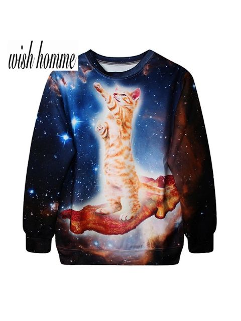 2014 mujeres de moda / hombres 3D gato cielo sudadera para hombre sudaderas con capucha