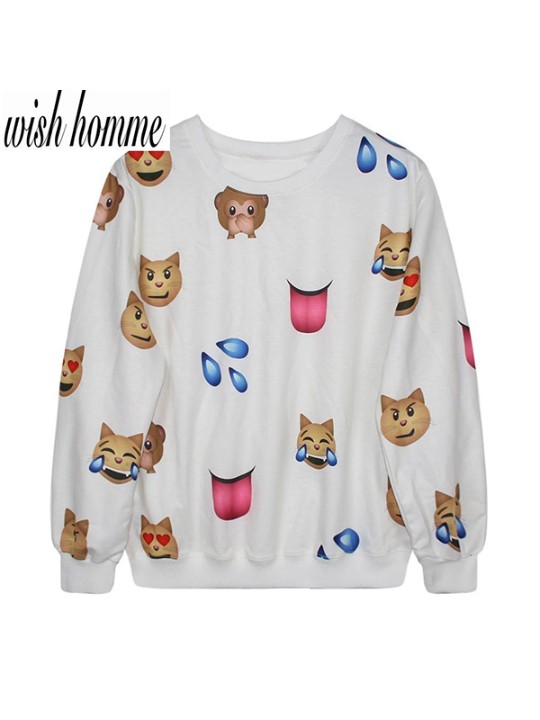 Mens 3D Cute Face T-shirt Suéter Sudadera con capucha Sudadera Tops Sudaderas y sudaderas con capucha