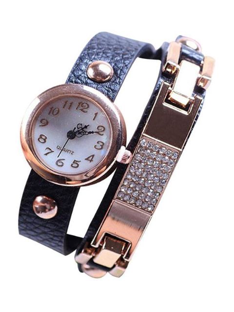Mulheres Moda Feminina Pequena Rodada Dial Quartz Analógico Pulseira De Pulso Envoltório Jóias &amp; Relógios