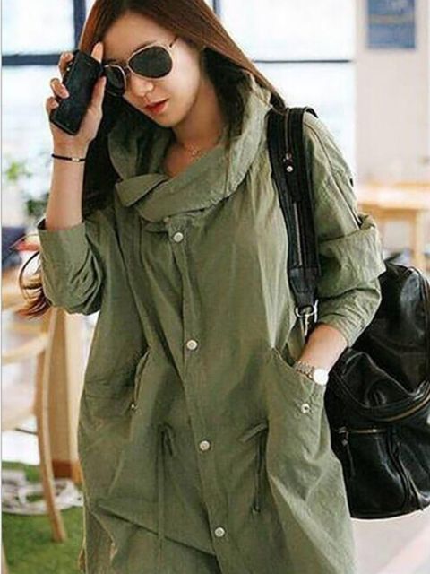 Korea Womens Punk Skull Head Hooded Coat Rain Trench Outerwear Jackets & Coats