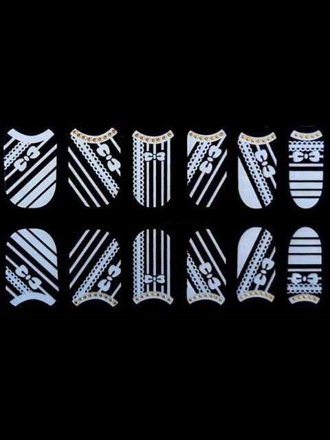 Nýtt 3D Lace Crystal Nail Art Ábendingar Límmiði Decal Full Wraps DIY Skreytingar