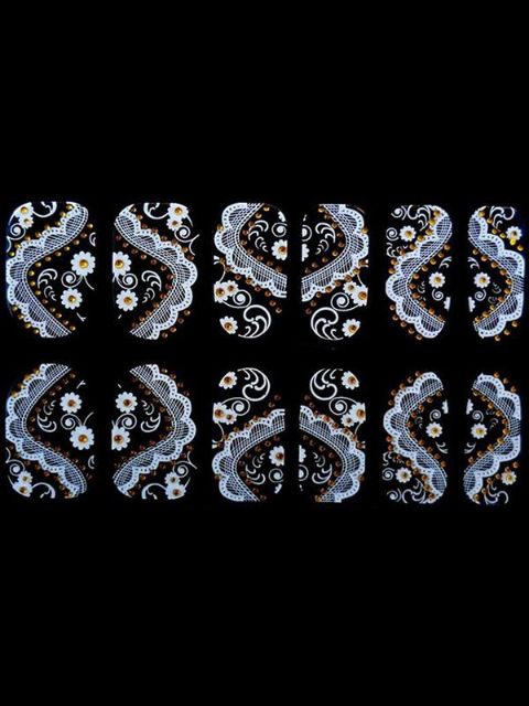 Nýtt 3D Lace Crystal Nail Art Ábendingar Límmiði Decal Full Wraps DIY Skreytingar