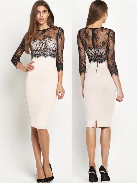 Vestido de encaje atractivo del coctel de la manga larga de las mujeres atractivas para la fiesta