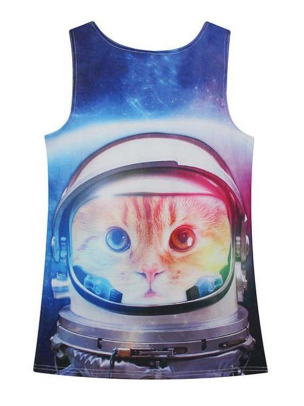 Gatos das mulheres Tanques de impressão digital Moda Tops de culturas