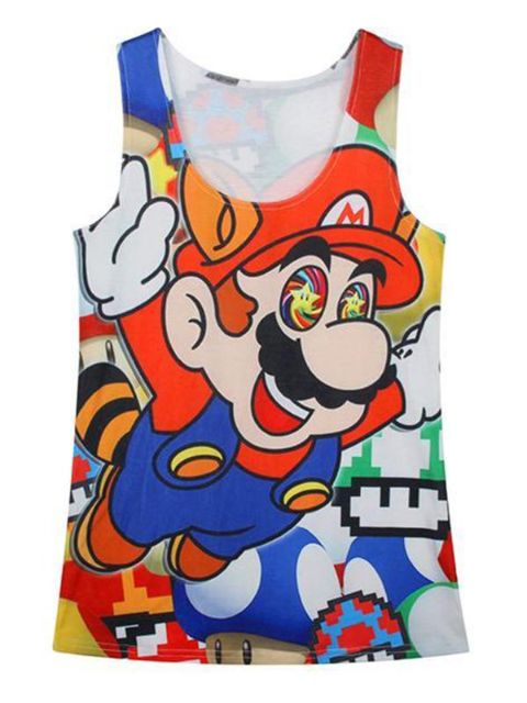 Super Mario prentgeymar kvenna Streetwear Clubwear Gothic Crop Tops (konur)