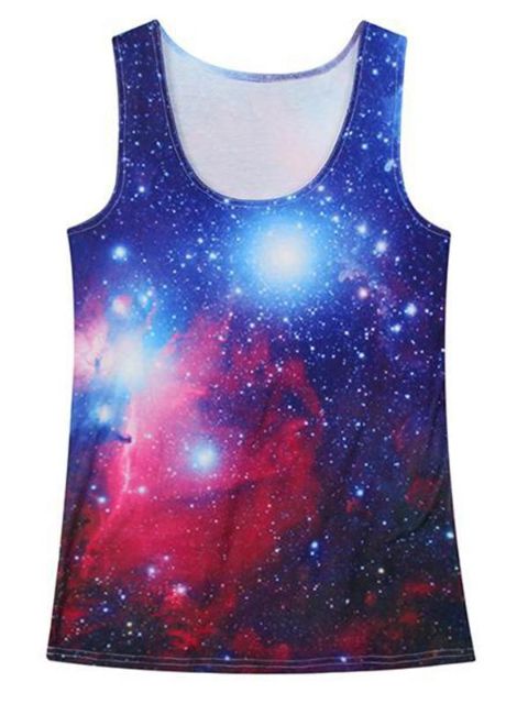 Galaxy Sky Space stafræn prenta bolir kvenna án erma