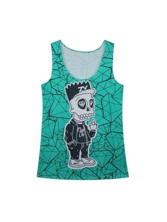 Women&#39;s Zombie Skull Digital Print Ærmeløse tanke Funny Strange Crop Tops