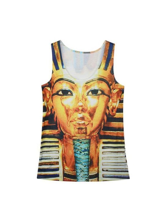 Naisten Egyptin kasvokuvakuvioitu liivi Funny Crop Topit