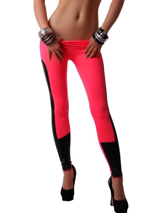 Muoti Rave Party Disco Coffee yksivärinen Wetlook Inset leggingsit housut sukkahousut