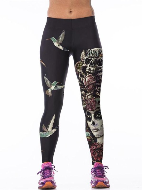 Kvindemode Digital 3D-trykt Slim Leggings Capris-bukser Strækbare, stramme bukser Sportsbukser