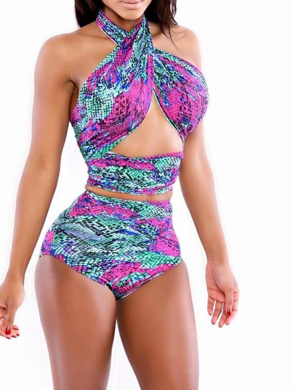 VintageRose Moda Tropical The Tahitian Water Snake Wrap Traje de baño de piel de serpiente Ropa de playa Vendaje Monokini