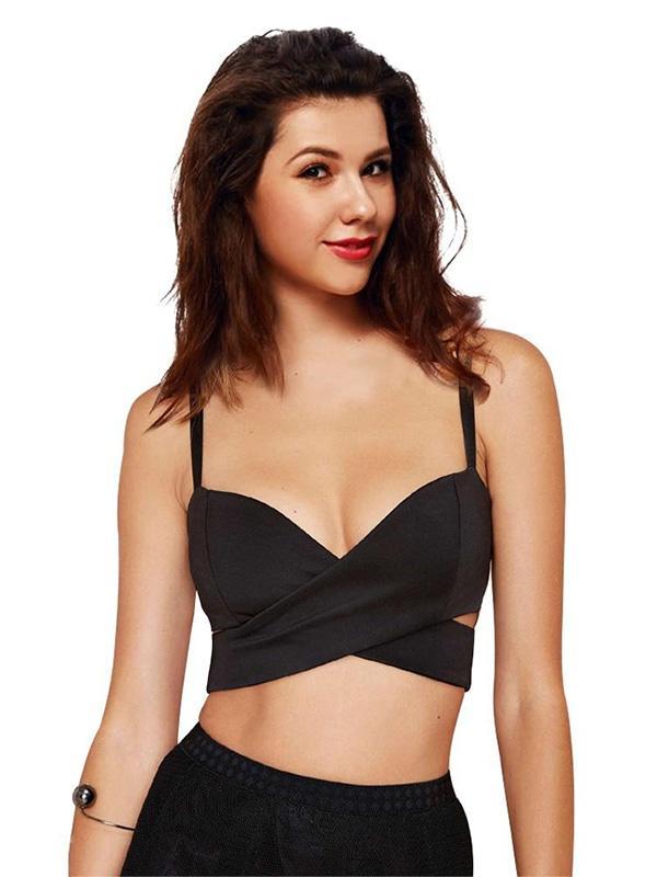 kynþokkafullur dama solid bandage uppskera cami vesti háls stílhrein heitt sárabindi toppur vesti