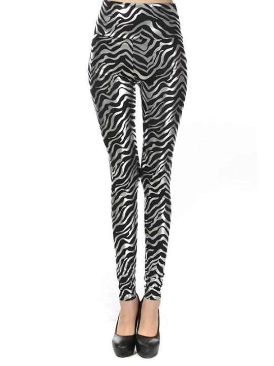 Novas Mulheres Moda Stripe Cintura Alta Trecho Sexy Leggings Slim Fit Calças Lápis