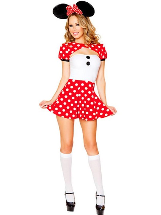 Moda Halloween Mujeres Sexy Trajes de Mickey Traje Lindo Hairband y Mini Vestido de Fiesta Falda Traje