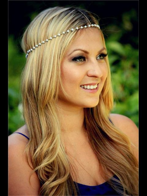 Femmes mode Boho perle bandeau tête pièce chaîne bijoux de cheveux mariage