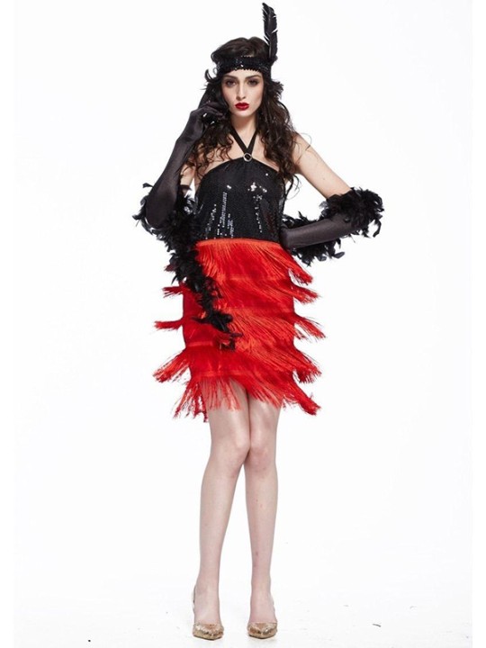 Spaghetti Vintage fantaisie robe de soirée à l&#39;ancienne rugissant des années 20 miel clapet fille Halloween Costumes