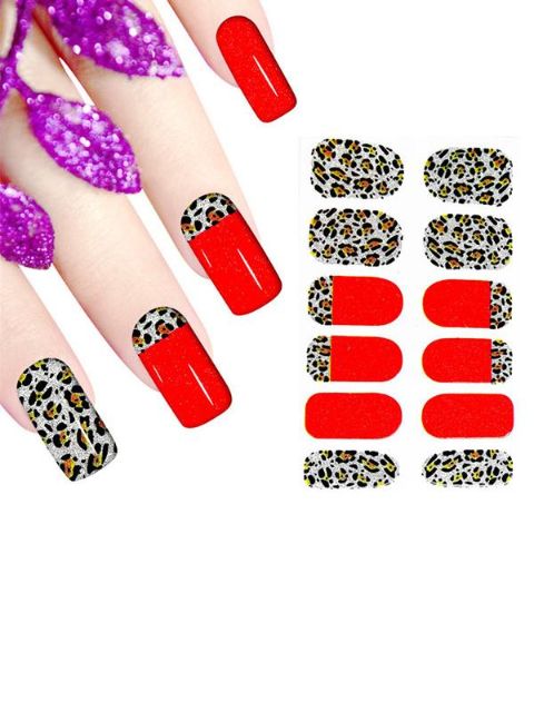 Kvinnors DIY Shining Leopard-dekal Nagelkonstdekaler Naglar Wraps Nagelverktyg Manikyr