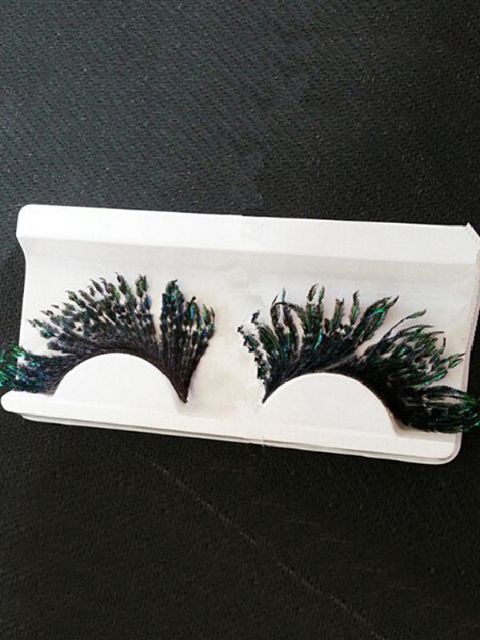 Women's Fashion Creative Beauty Makeup Cosmetic Colorful Feather Flying Peacock Fake Eyelash For Daily Party