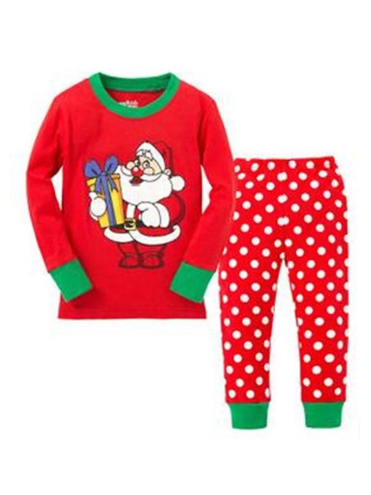 Weihnachten Kinder Kleidung Baumwolle Warme Tops + Hosen Anzüge Kinder Pyjamas Nachtwäsche Sets