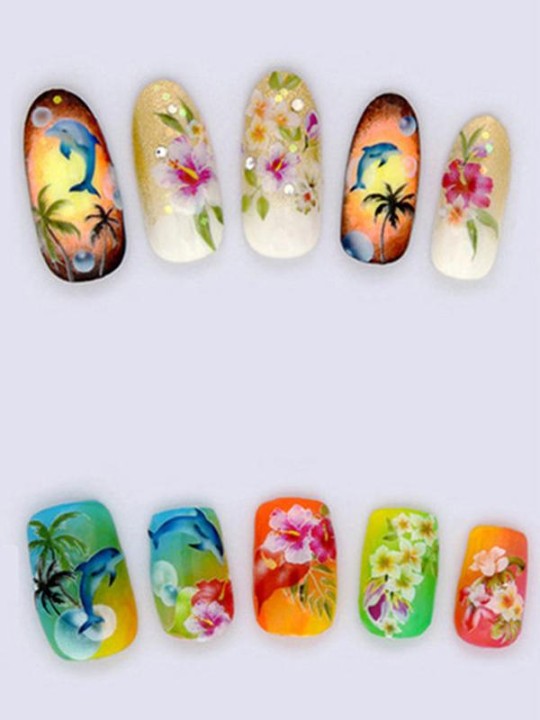 Frauen Watermark Tree Floral Shark DIY Aufkleber Nail Art Decals Nägel Wraps Nagel Werkzeuge Maniküre