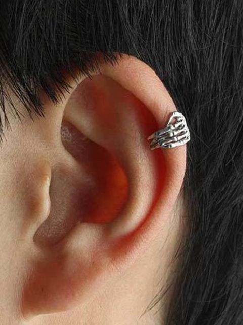 Fashion Unisex New Personality Punk Style Gothic Skeleton Finger Hand Design Ear Clip Earrings
