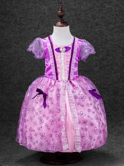 Mode Sød snehvide babypigekjole i europastil prinsesse lilla tutu kostume kjole børn kostume