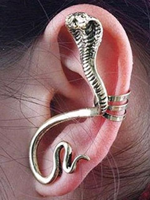 Women's Fashion New  Personality Punk Style  Snake Shape Ear Clip  Ear Stud Earrings