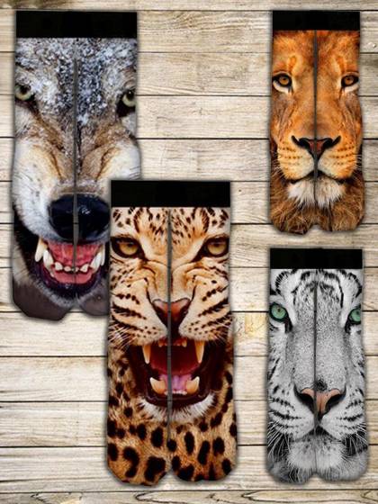 Hip Hop Animal Tiger Line 3D digitaaliset stereotulostussukat Terry-sukat Unisex Thermal Transfer Street Basketball Tie-värjättävät sukat