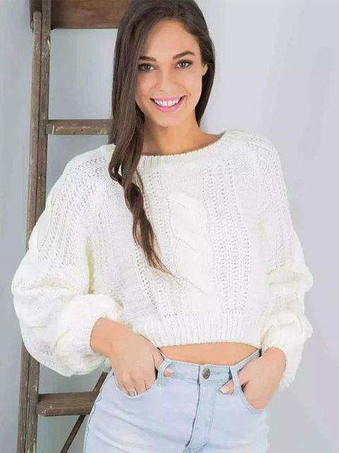 Kvinnors heta mode enkel design rund hals vita korta tröjor