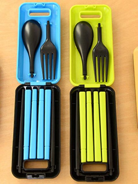 Kannettavat matkalapset aikuisille Oma ruokailuvälineet haarukka syömäpuikot lusikka retkeilypiknik-setti lahja lapsille lapsille