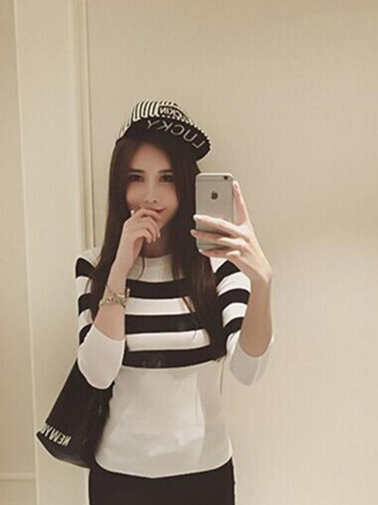 Haust tíska Langerma kvenna Röndótt peysur Round Neck frjálslegur prjónaður Pullover prjónafatnaður