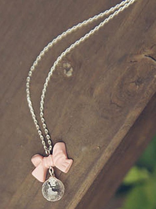 Uusi muoti makea vaaleanpunainen rusetin muotoinen ketju riipus kaulakoru villapaita kaulakoru koru tarvikkeet