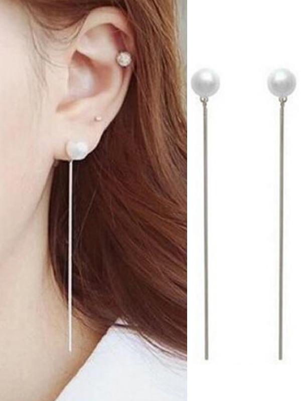 Uusi persoonallisuus Lovely Tassel Pearls Ear Clip korvakorut
