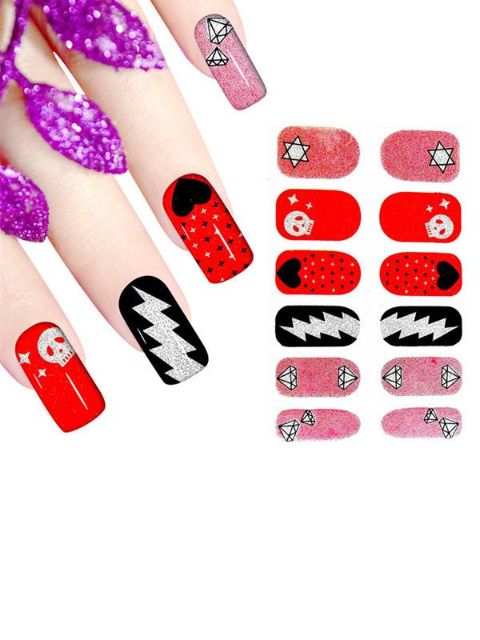 Naisten tee-se-itse kiiltävä tarra Nail Art Decals Nail Wraps Kynsityökalut Manikyyri
