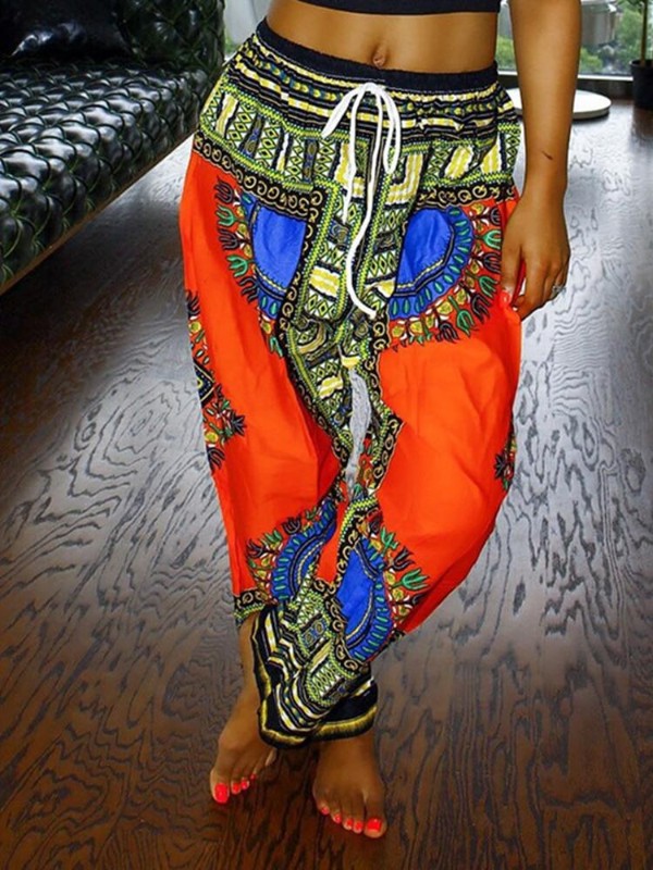 Women's Vintage Retro Fashion Totem Bohemian Style Plus Size Loose Casual Wide Leg Loose Pants