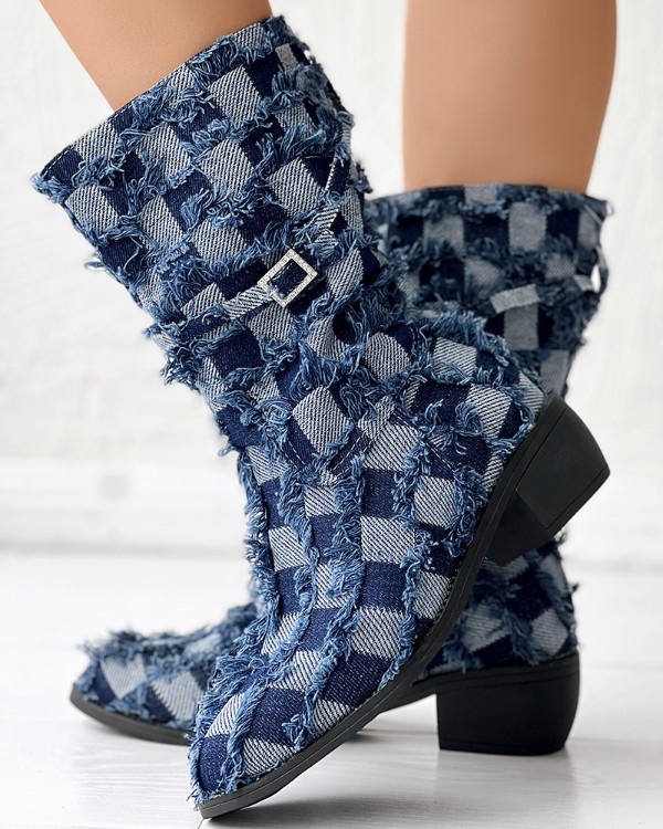 Plaid 2024 ankle booties