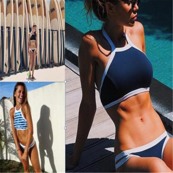 Moda Deporte Estilo Sexy Halter traje de baño Dos piezas BeachWear Traje de baño bikinis Parte inferior