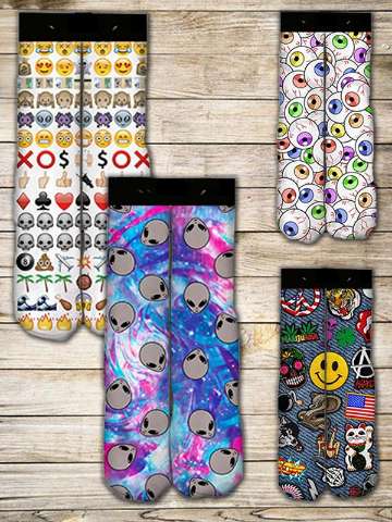 Harajuku Unisex -muoti Emoji Söpö kasvohoito Suunnittelu Digitaaliset painosukat Stereopainosukat Terry-sukat Lämpösiirto Street Basketball Tie-värisukat