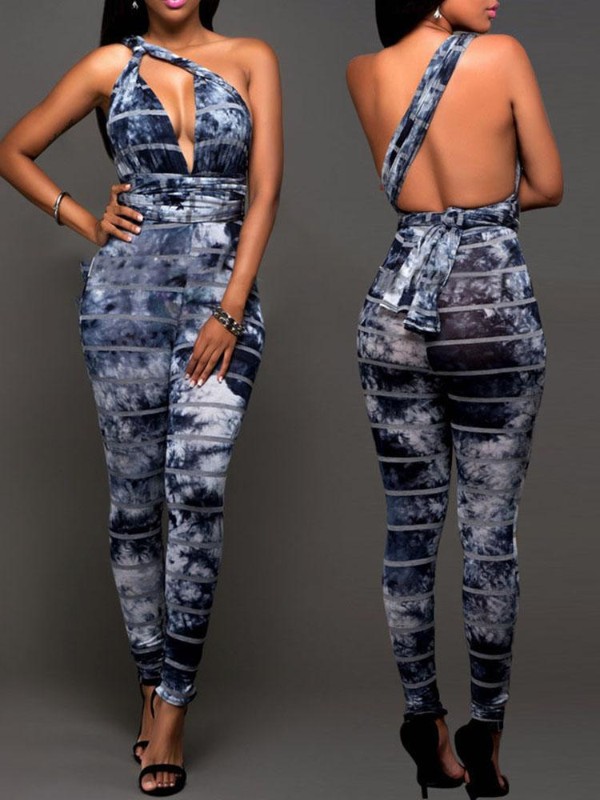 Sexy konur Bohemian Multicolor V Neck Ermalaus Hágæða frjálslegur leikföt Romper Jumpsuit langar buxur