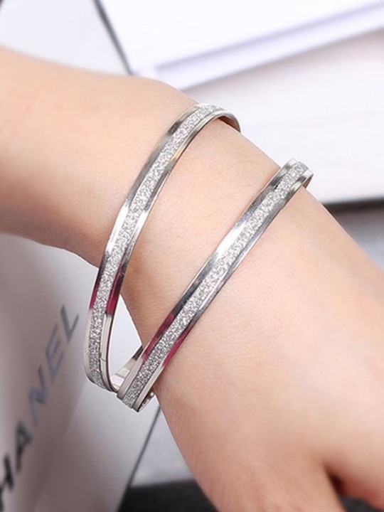 Fashion Bracelet Shinny Frosted Glitter Round Alloy Bracelets Punk Style Bangles Fashion Jewelry for Women Girls
