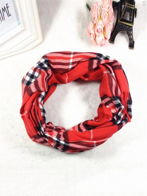 Niños Niños y niñas Nuevas borlas de invierno Cuadros Bufandas Cachemira Rojo Cálido Bufandas