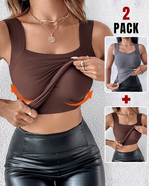 ChicMe ContourX 2-delt U-hals Shapewear Indbygget BH Tank High Strechy Ærmeløs Slim Fit Toppe Camisole