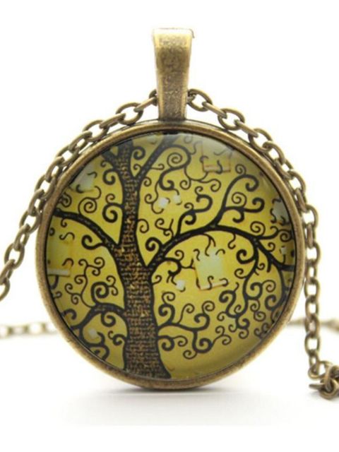 Muoti naisten puu muotoinen taidelasi Cabochon pronssi hopea ketju Choker Statement kaulakoru