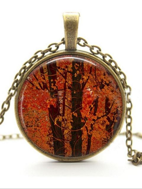 Colgantes Vintage Style Fashion Hot Sale Artwork Tree En la foto Cabochon Bronce cadena de plata gargantilla collar llamativo